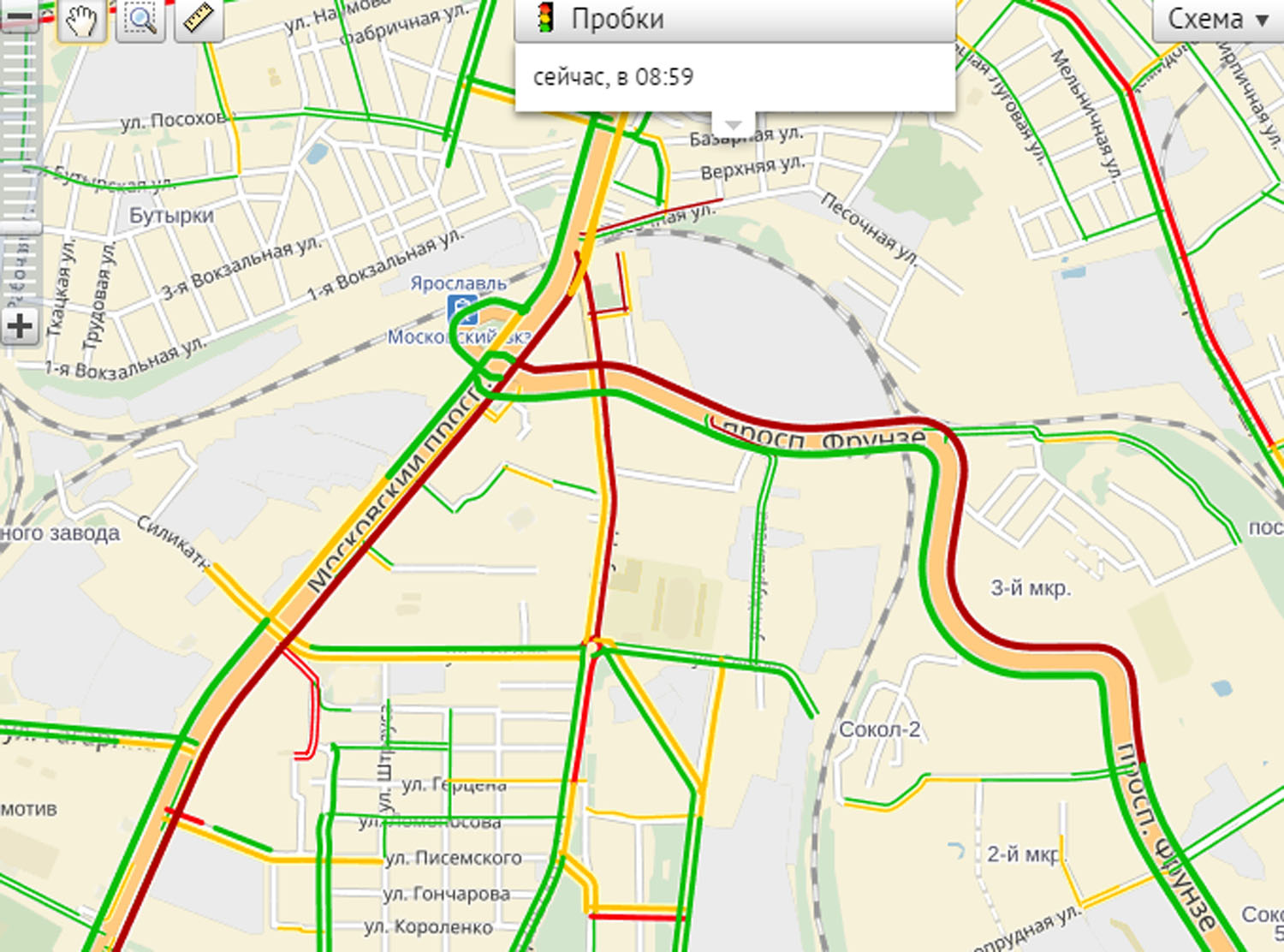 Карта пробки ярославль сейчас онлайн