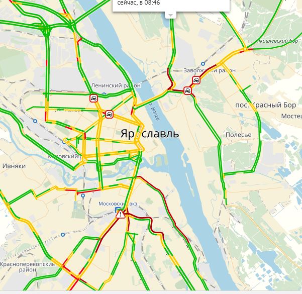 Карта пробки ярославль сейчас онлайн