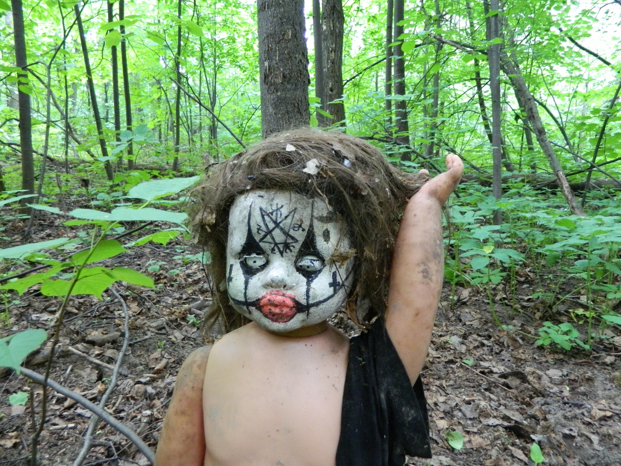 В Ярославле в лесу нашли страшную куклу с пентаграммой и шрамами
