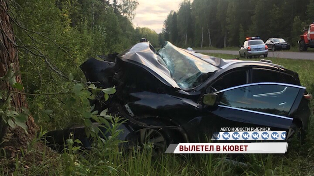 В Рыбинском районе автомобиль влетел в дерево: трое пострадавших