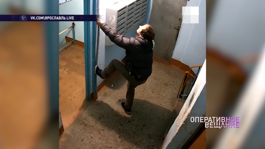 ВИДЕО: Вор исполнил целый акробатический этюд, чтобы стащить лампочку из подъезда в Ярославле