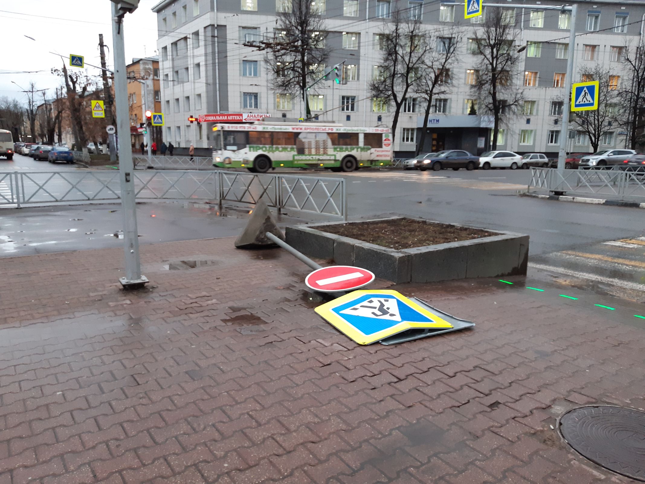 Город упавших знаков: мощный ветер устроил погром в Ярославле
