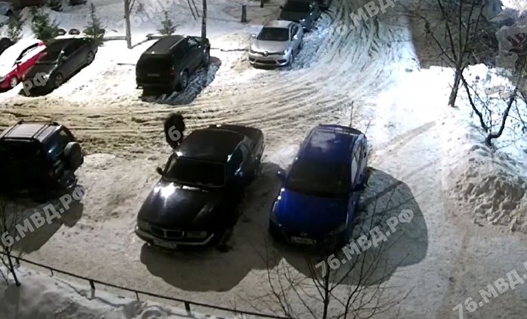 Протыкал колеса каждой машины: автовандал попал на камеры видеонаблюдения в Ярославской области